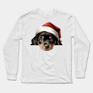 Christmas Peeking Puppy Long Sleeve T-Shirt